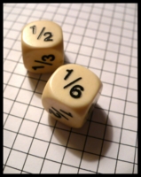 Dice : Dice - 6D - Math Dice - Ivory With Fractions